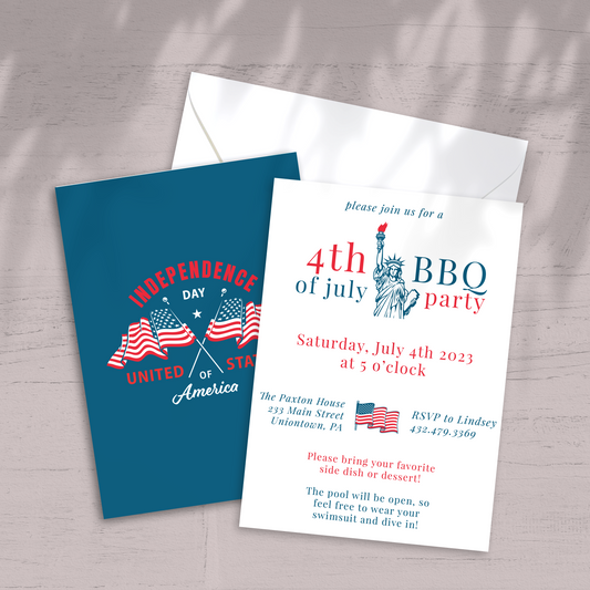 Lady Liberty 4th of July Party Invitation - Custom OR Fill-in-the-Blank - Set of 12