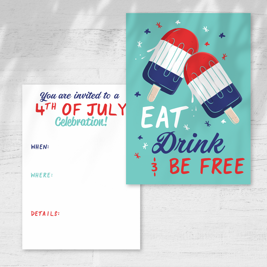 4th of July Party Invitation - Custom OR Fill-in-the-Blank - Set of 12