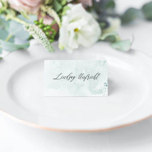 Aqua Blue Watercolor Place Cards