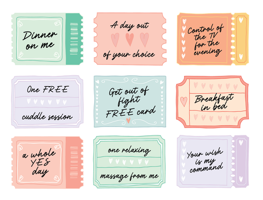 Set of 9 Love Cards for Couples