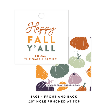 Happy Fall, Y'all Favor Tags or Stickers