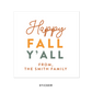 Happy Fall, Y'all Favor Tags or Stickers