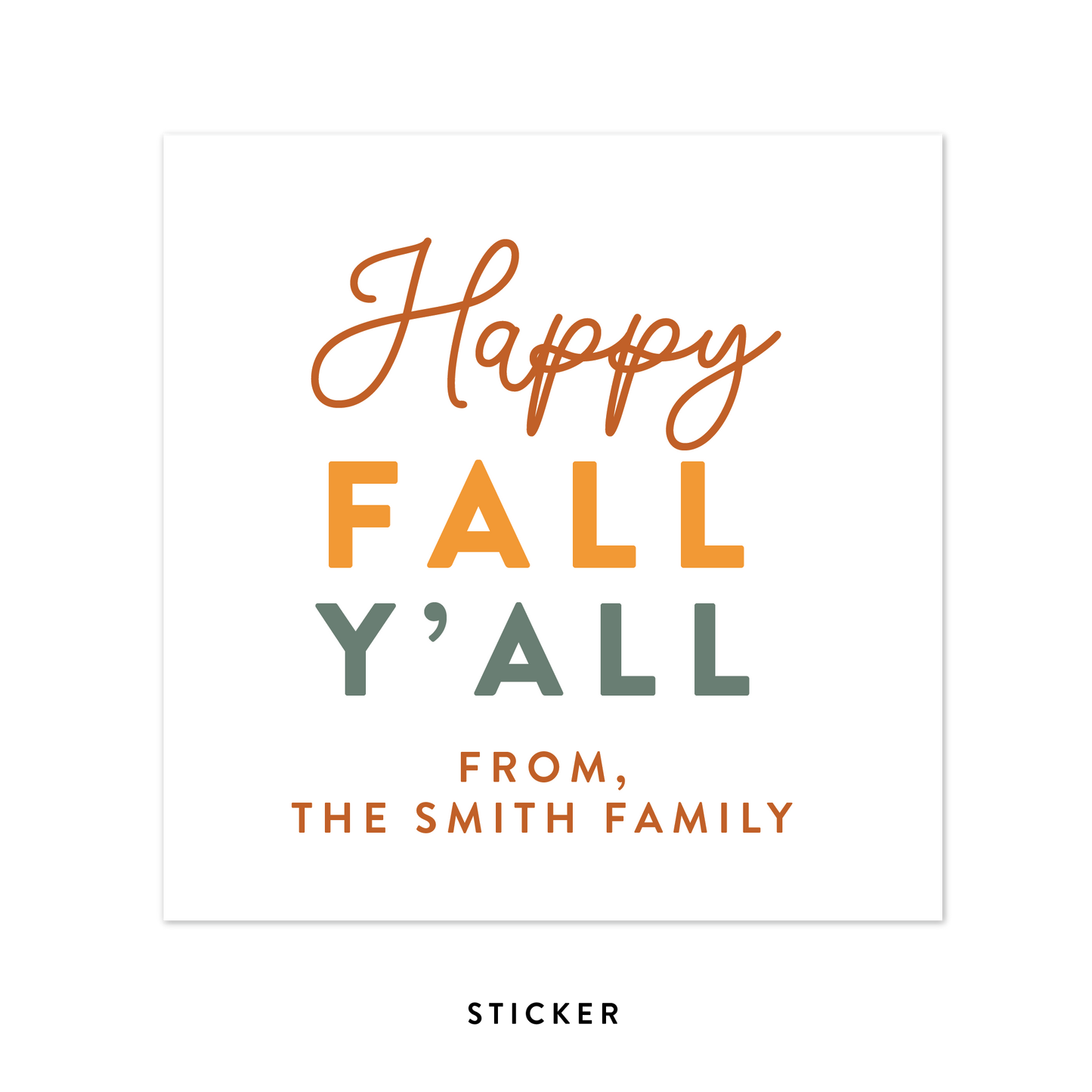 Happy Fall, Y'all Favor Tags or Stickers