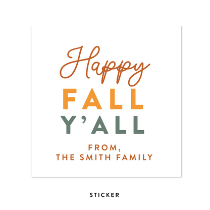 Happy Fall, Y'all Favor Tags or Stickers