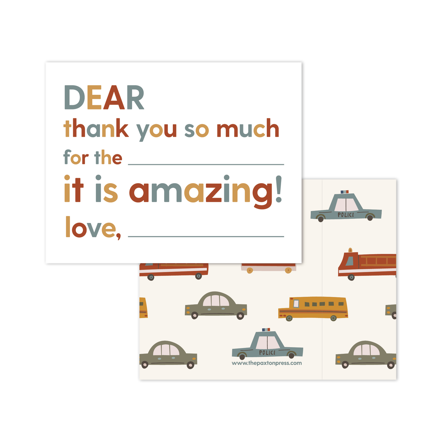 Kids Fill In The Blank Thank You Cute Cars
