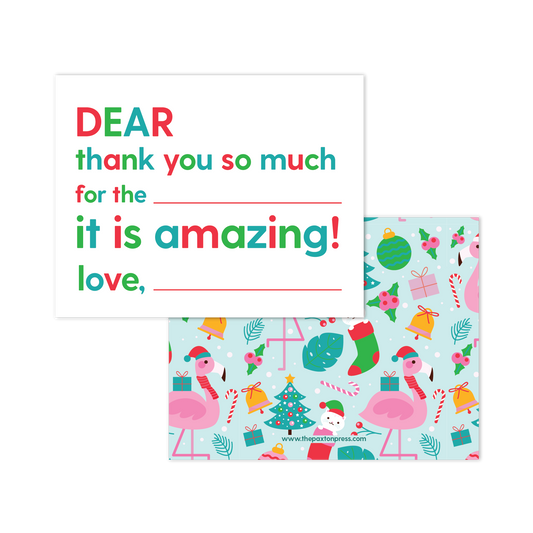 Kids Fill In The Blank Thank You Christmas Flamingos
