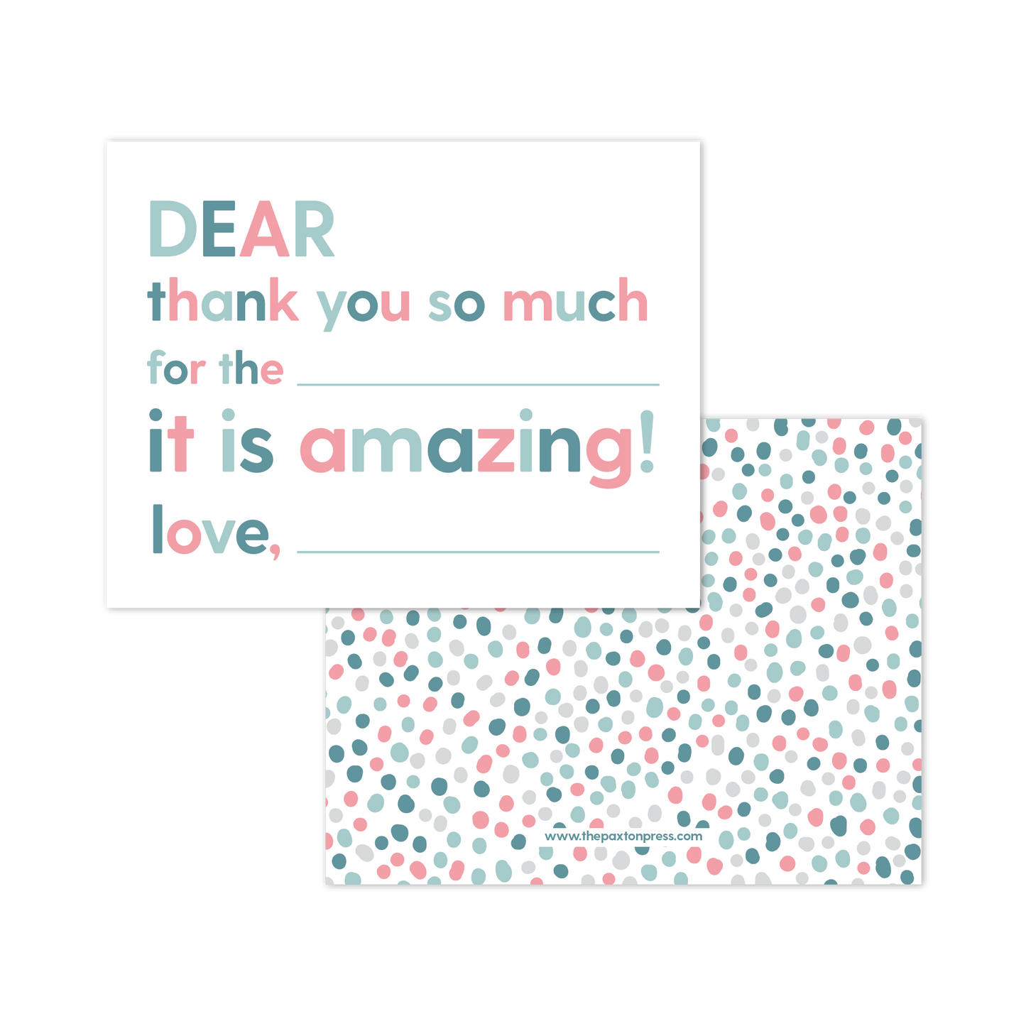 Kids Fill In The Blank Thank You Pink & Blue Dots