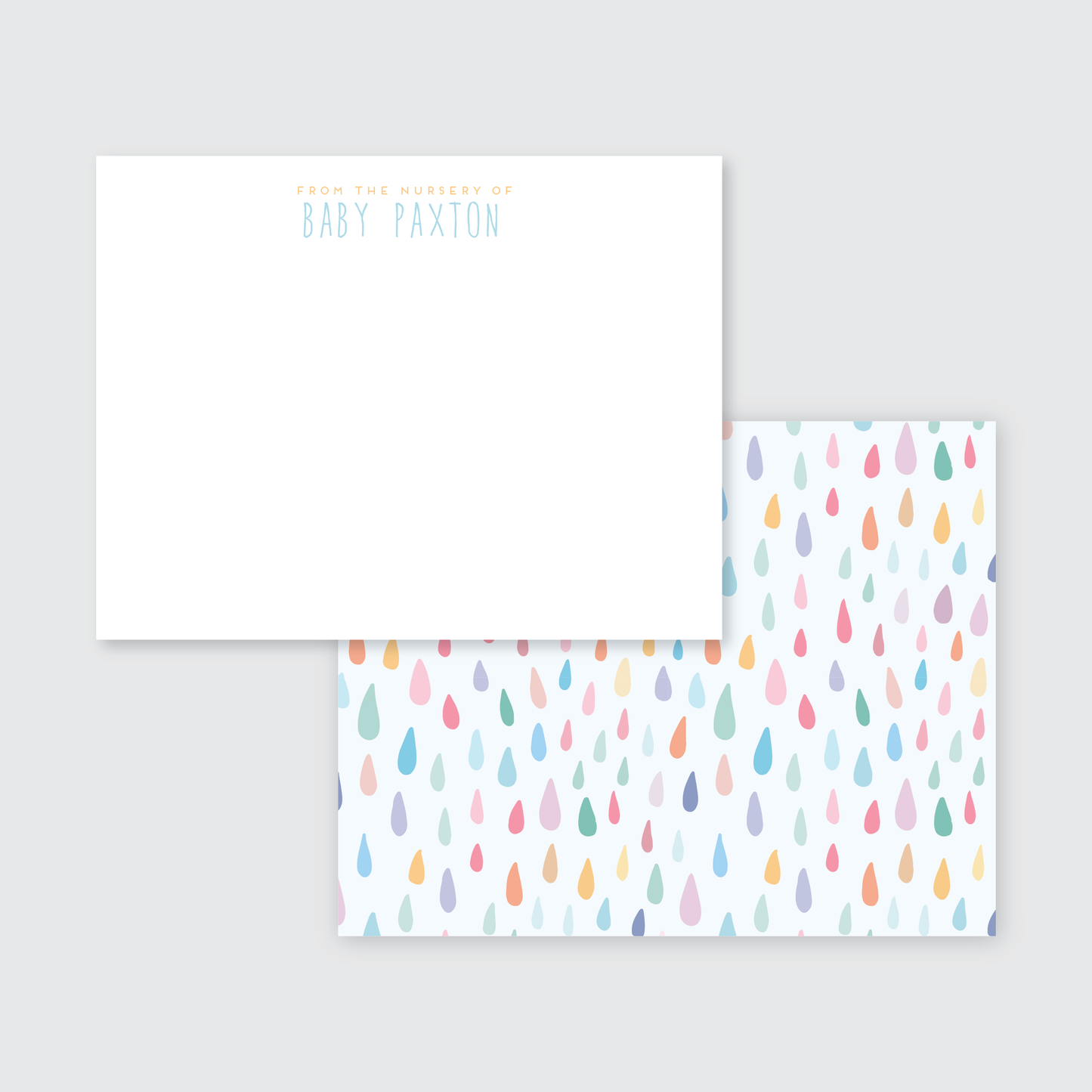 Rainbow Baby Shower Rain Nursery Personalized Stationery Set of 12