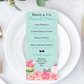 Bride & Co. Bridal Shower Brunch Printed Menu 4" x 9"