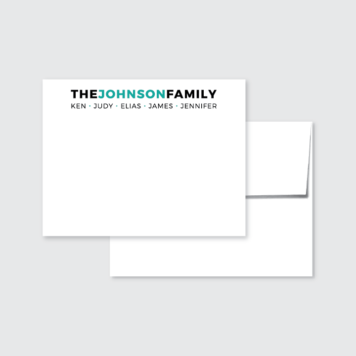 Family with Names Personalized Stationery Set of 12