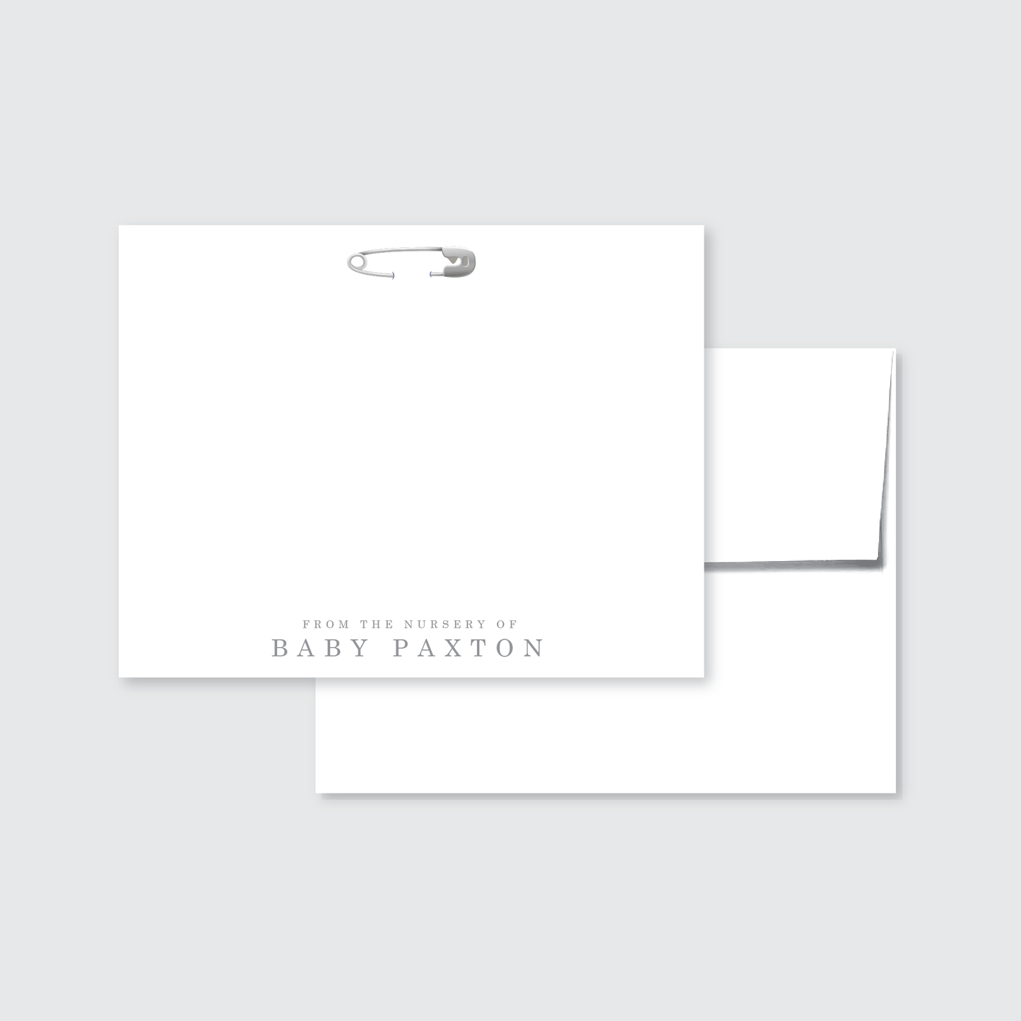Simple Safety Pin Baby from the nursery of Personalized Stationery Set of 12