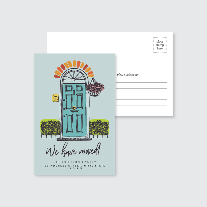 We Have Moved Front Door Post Card  (Set of 50)