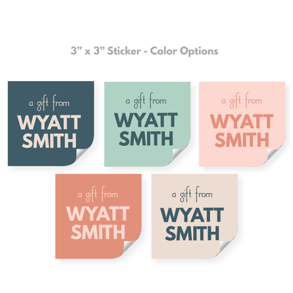 "A Gift From" Modern 2-Color Tags or Stickers