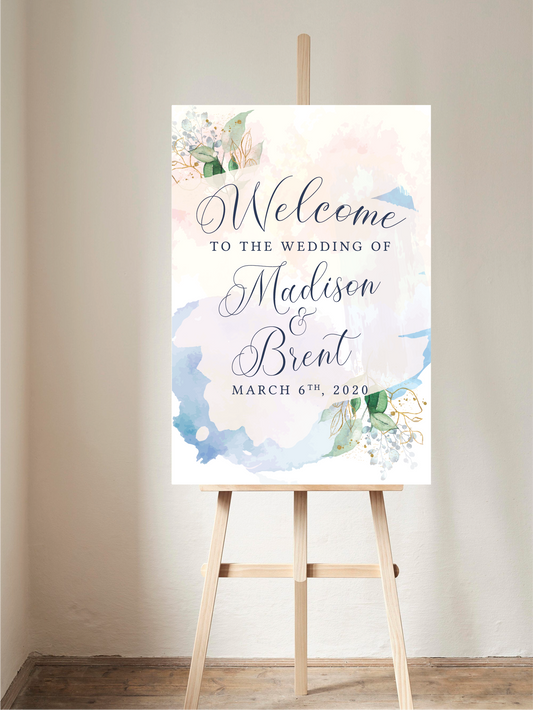 Azure Watercolor Welcome Sign