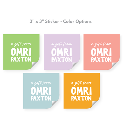 "A Gift From" Solid Color Tags or Stickers