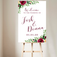 Burgundy Floral Welcome Sign