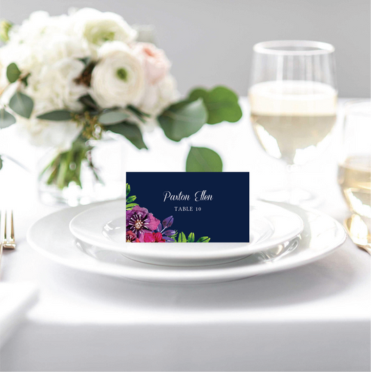 Navy Floral Place Cards
