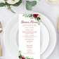 Burgundy Floral Menu/Program