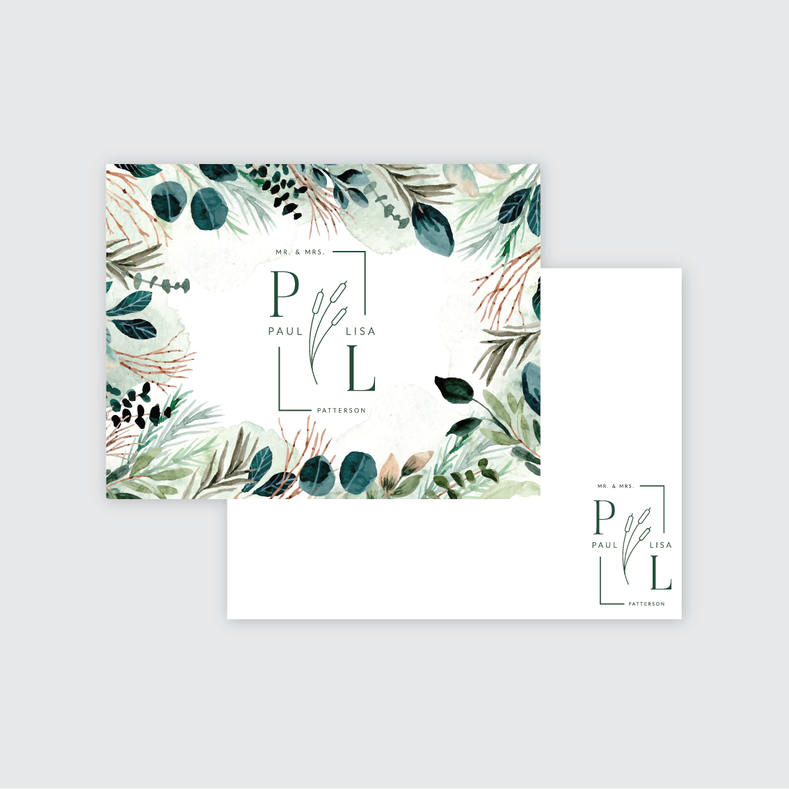 Greenery Initials Personalized Stationery Set of 12
