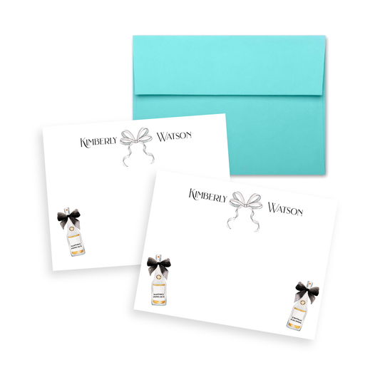 Champagne & Bows Personalized Stationery Set of 12