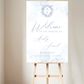 Dusty Blue Monogram Floral Welcome Sign