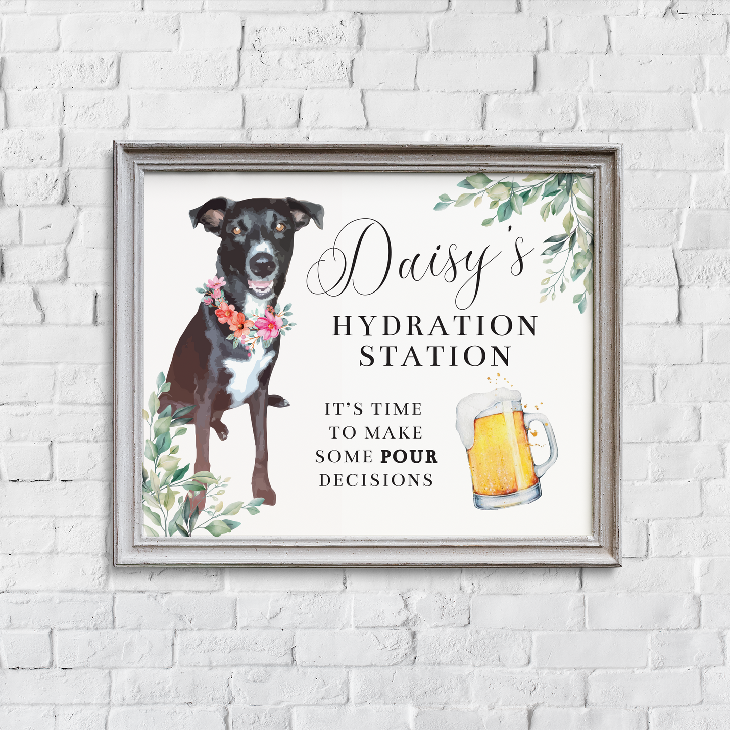 Hydration Station Wedding Pet Bar Sign 8" x 10"