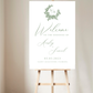 Green Monogram Floral Welcome Sign