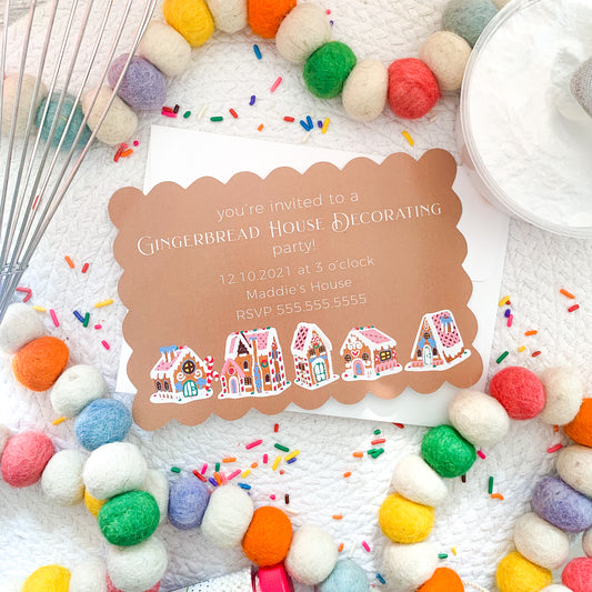 Gingerbread Decorating Christmas Party Invitation