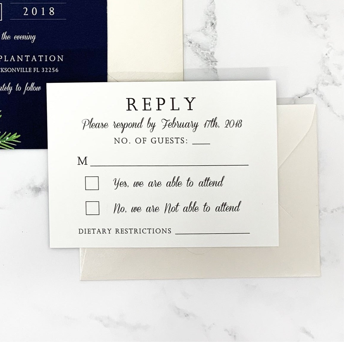 Navy + Floral Wedding Invitation Suite
