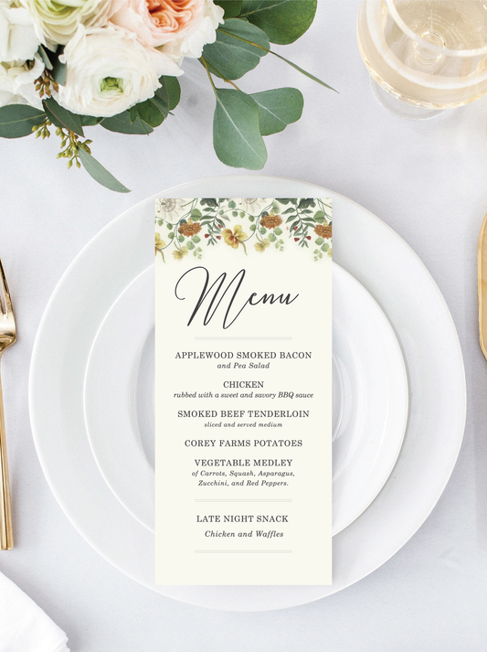 Vintage Floral Menu/Program