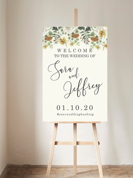 Vintage Floral Welcome Sign