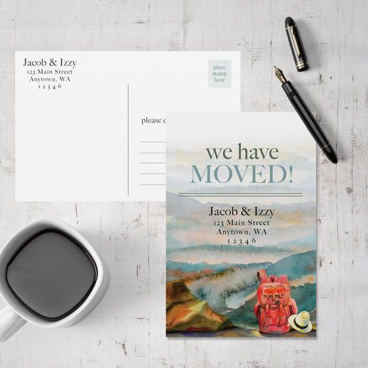 We Have Moved Mountain Backpacking Post Card (Set of 50)