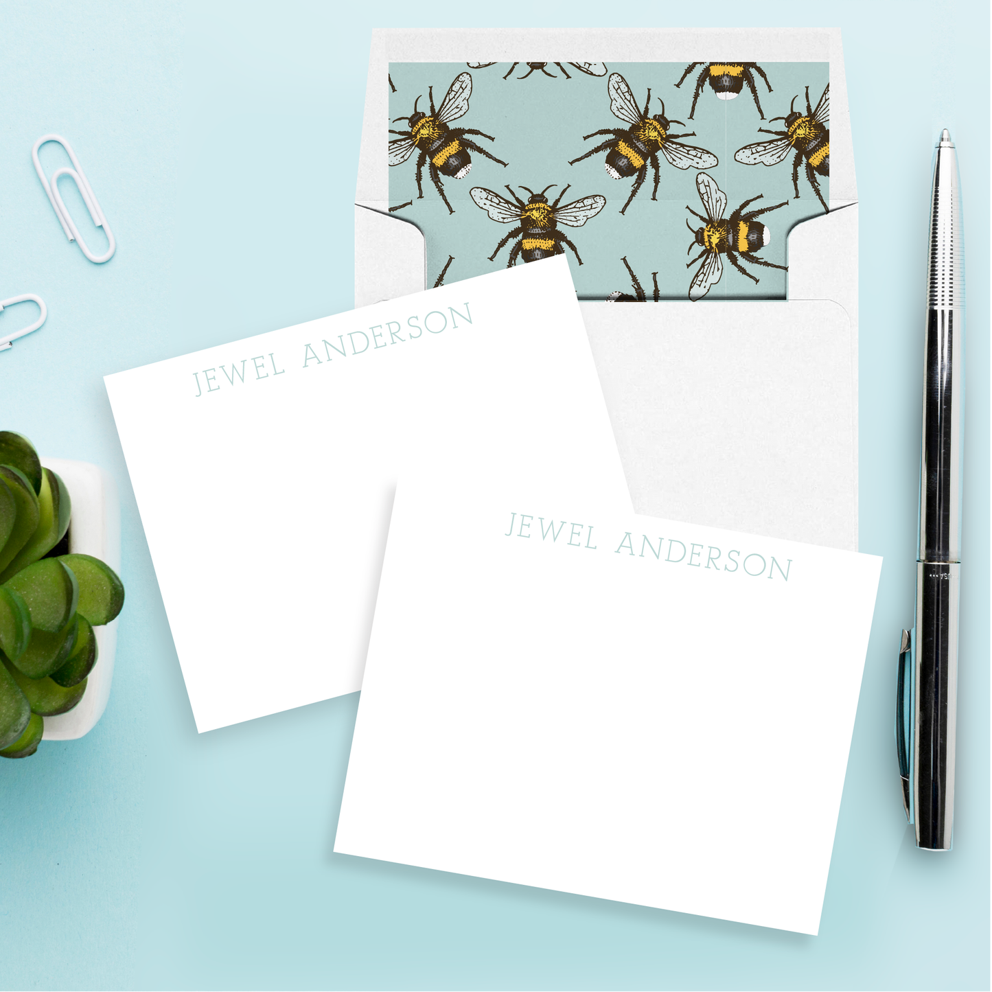 Southern Honey Bees Pattern Personalized Stationery Set of 12