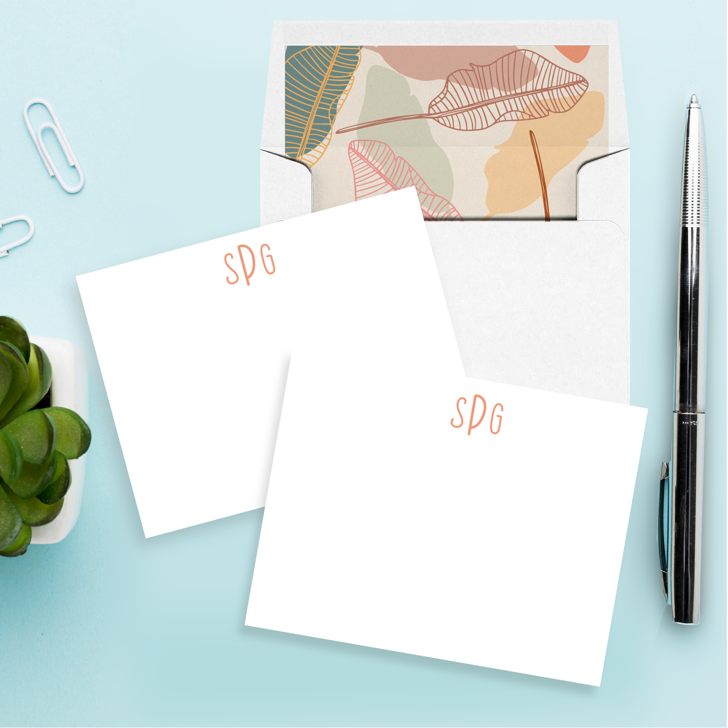 Abstract Palms Personalized Stationery Set of 12
