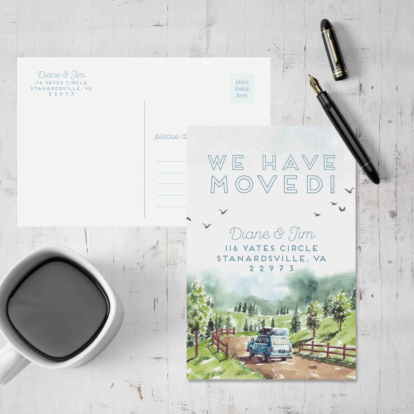 We Have Moved Driving Car Post Card (Set of 50)