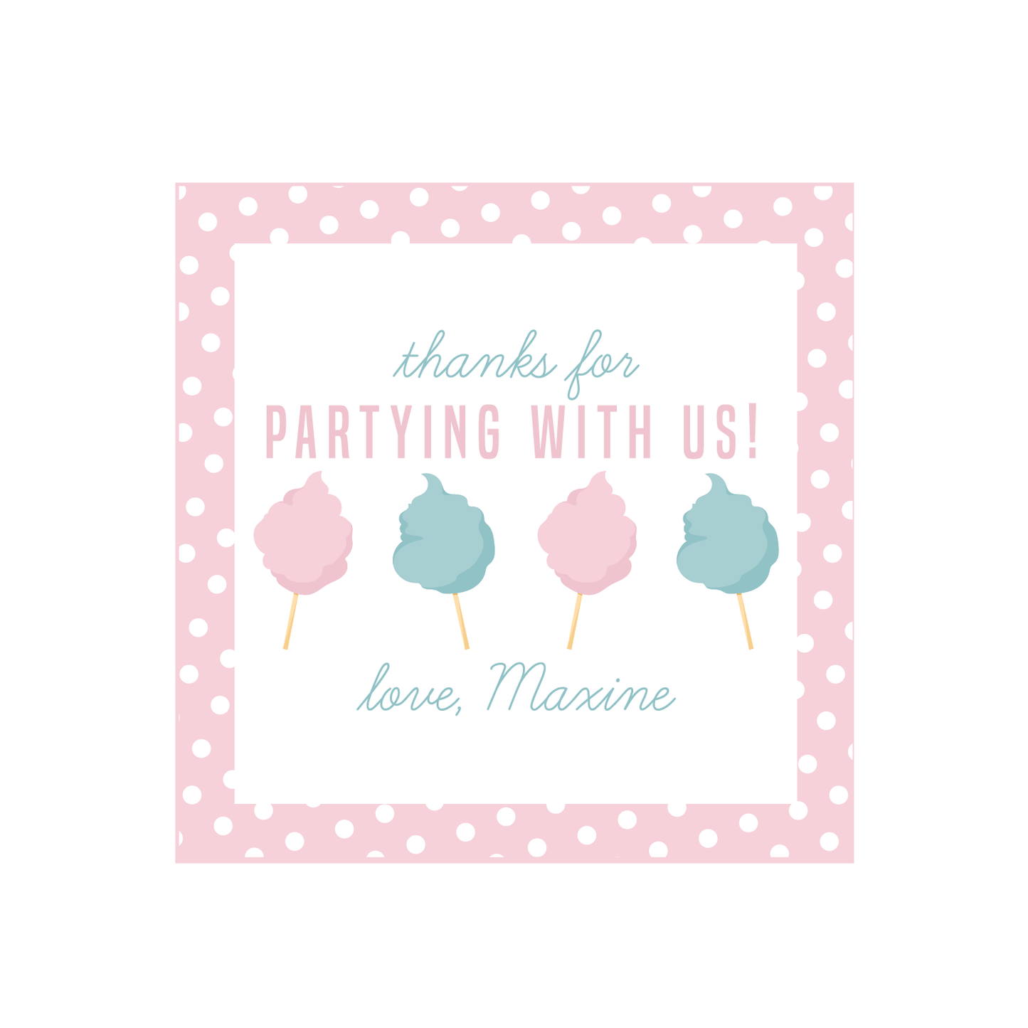 Cotton Candy Birthday Party Favor Tags or Stickers
