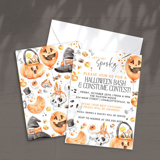 Halloween Costume Party Invitation - Custom OR Fill-in-the-Blank - Set of 25