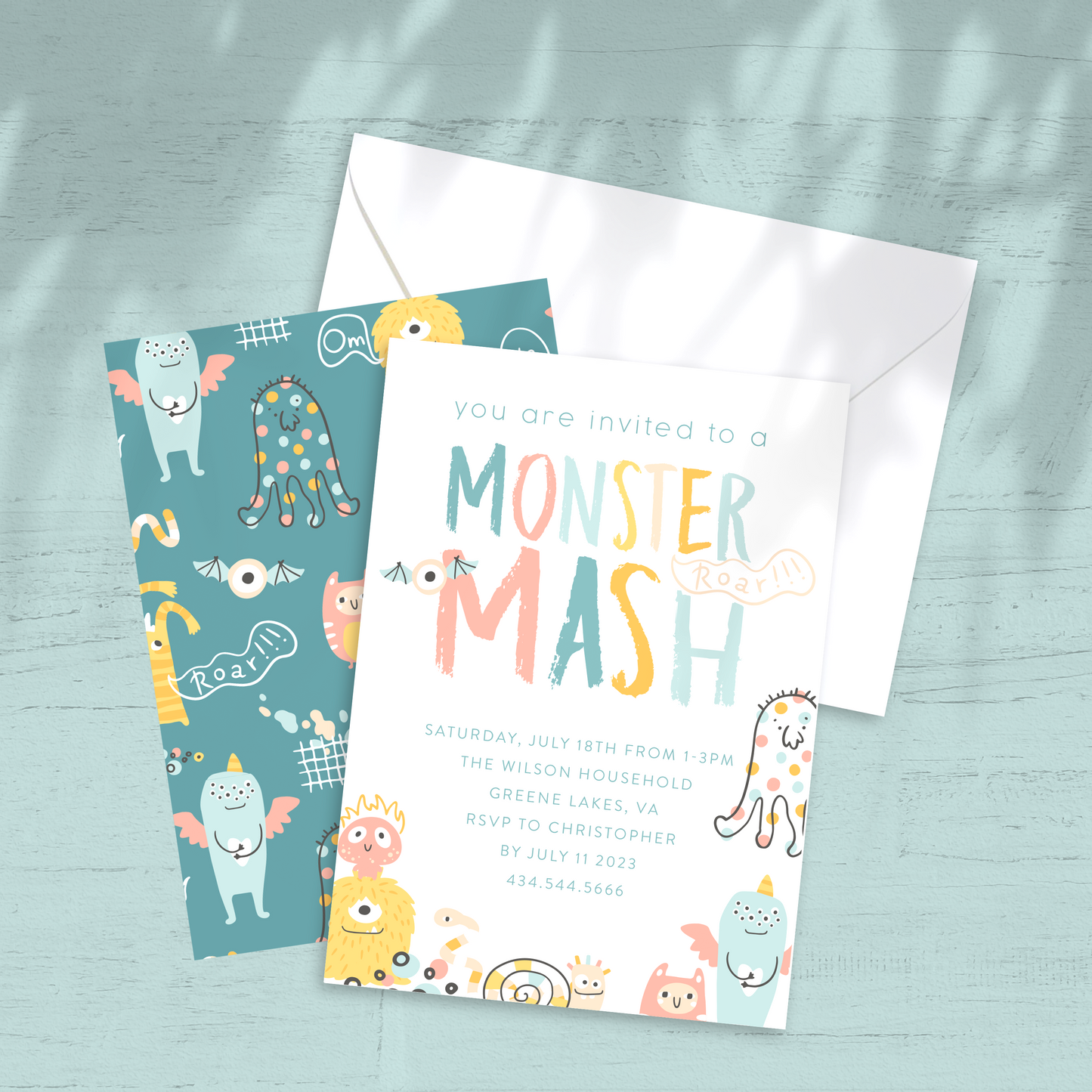 Monster Mash Party Invitation - Custom OR Fill-in-the-Blank - Set of 12