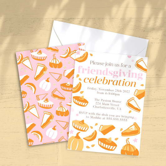 Friendsgiving Dinner Party Invitation - Custom OR Fill-in-the-Blank - Set of 25