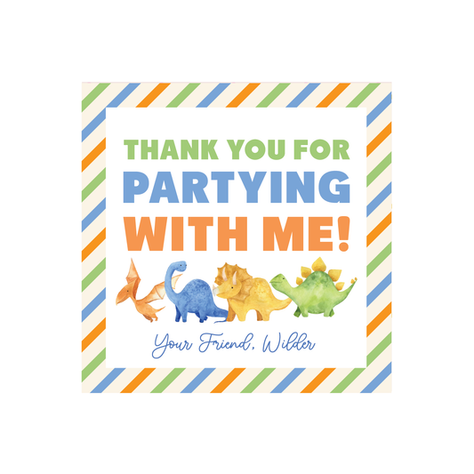 Dinosaur Birthday Party Favor Tags or Stickers