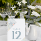 Dusty Blue Floral Tented Table Numbers