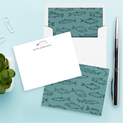Fishing Personalized Stationery Set of 12