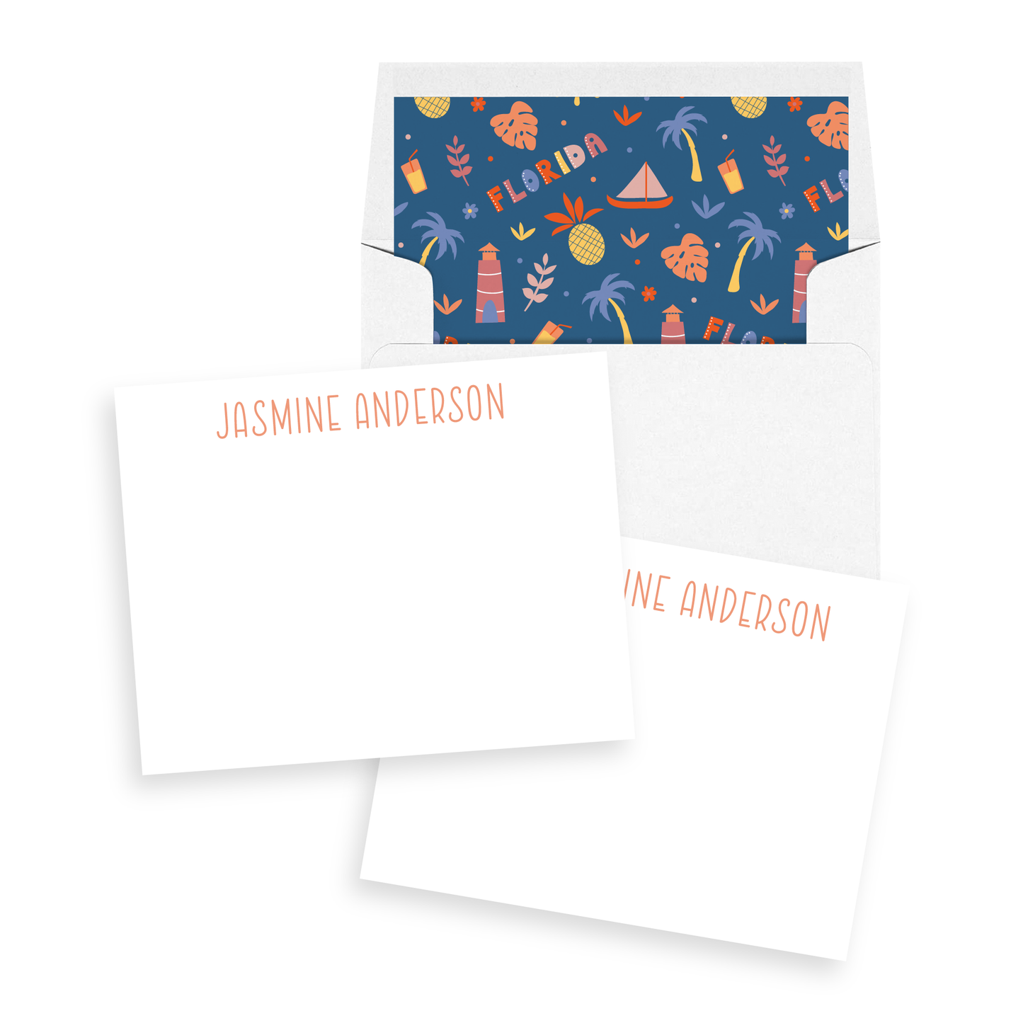 Florida Pattern Personalized Stationery Set of 12