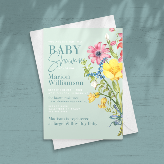 Wildflower Garden Baby Shower Invitation