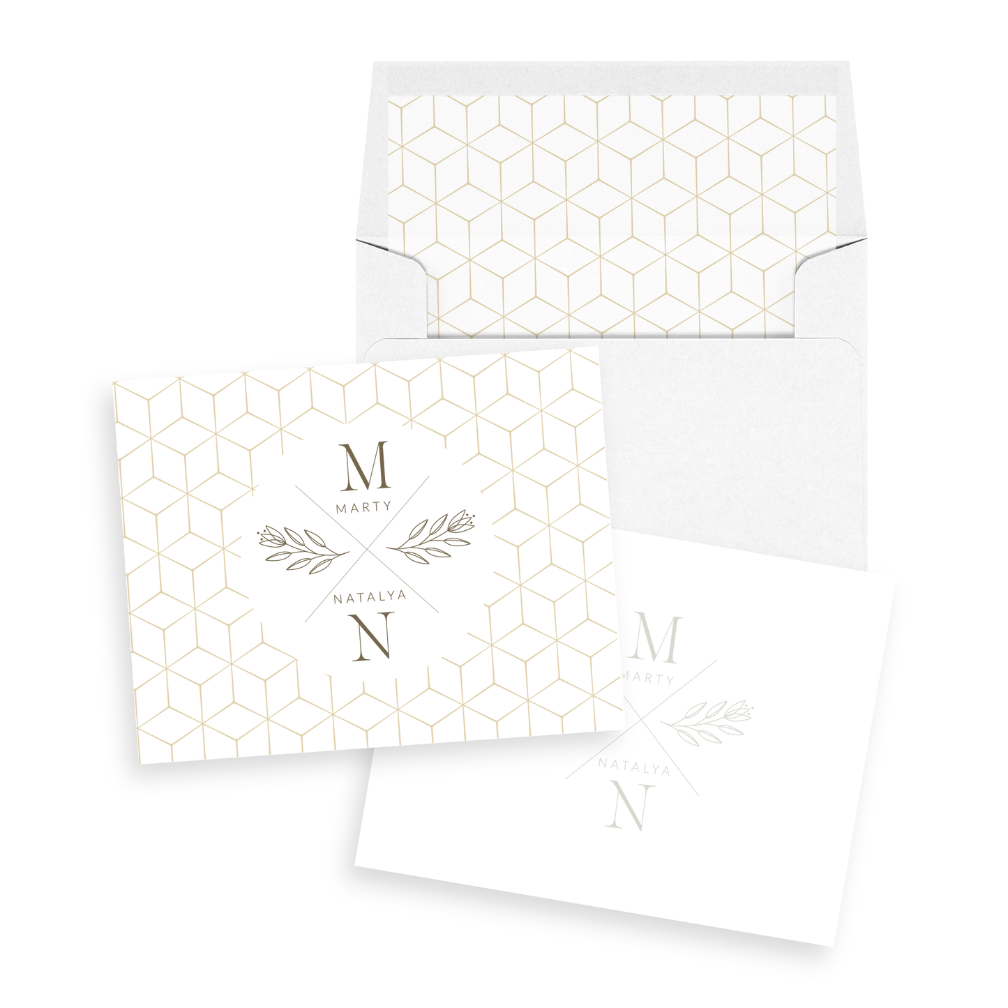 Geometric Gold Personalized Stationery Set of 12