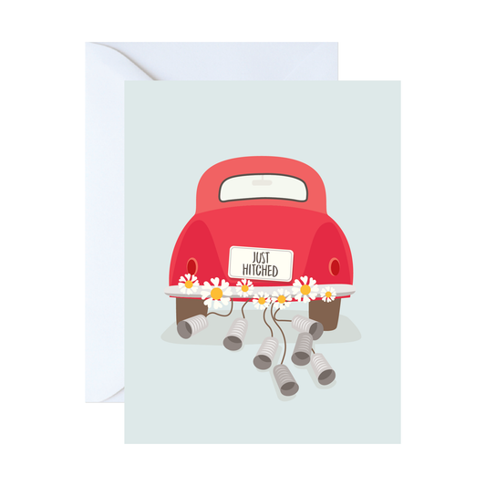 Just Hitched Wedding Card