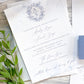 Dusty Blue Floral Monogram Wedding Invitation Suite