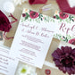 Floral, Gold + Burgundy Wedding Invitation Suite