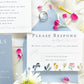Spring Wildflower Monogram Wreath Wedding Invitation Suite