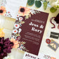 Autumn Sunflower and Burgundy Wedding Invitation Suite